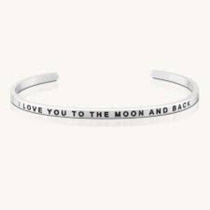 Mantra I Love You To The Moon And Back Silver Engraved Bracelet